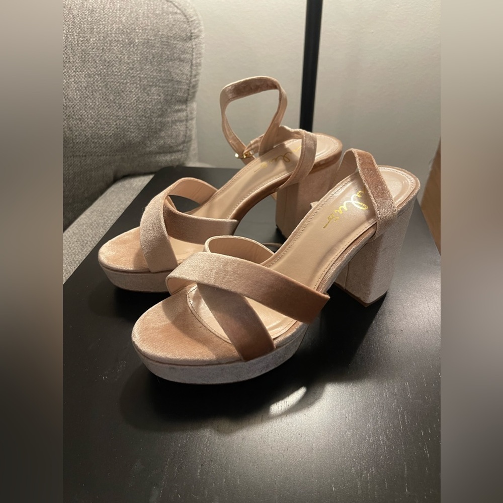 Lulus - Velvet Light Pink - Ankle Strap‎ Platform Heels